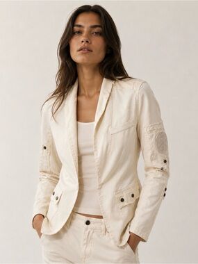 Zadig & Voltaire Cream Tailored Cotton Blazer Jacket